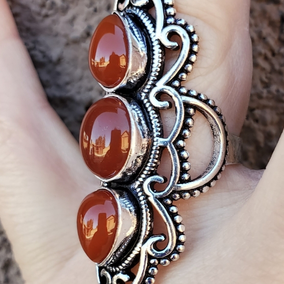 New Amazing Carnelian 925 Silver Statement Ring. - Picture 9 of 16